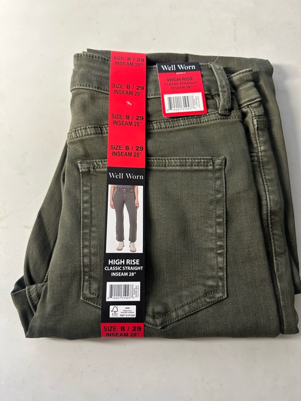 Well Worn Men’s Straight Jeans — Olive